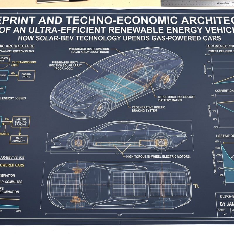 Blueprint and Techno-Economic Architecture of an Ultra-Efficient Solar-BEV Renewable Energy Vehicle, Upends Gas and Hydrogen Powered Cars
