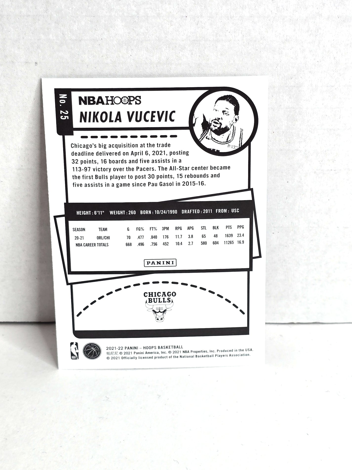 Nikola Vucevic Basketball Card 2021 Panini Hoops No. 25