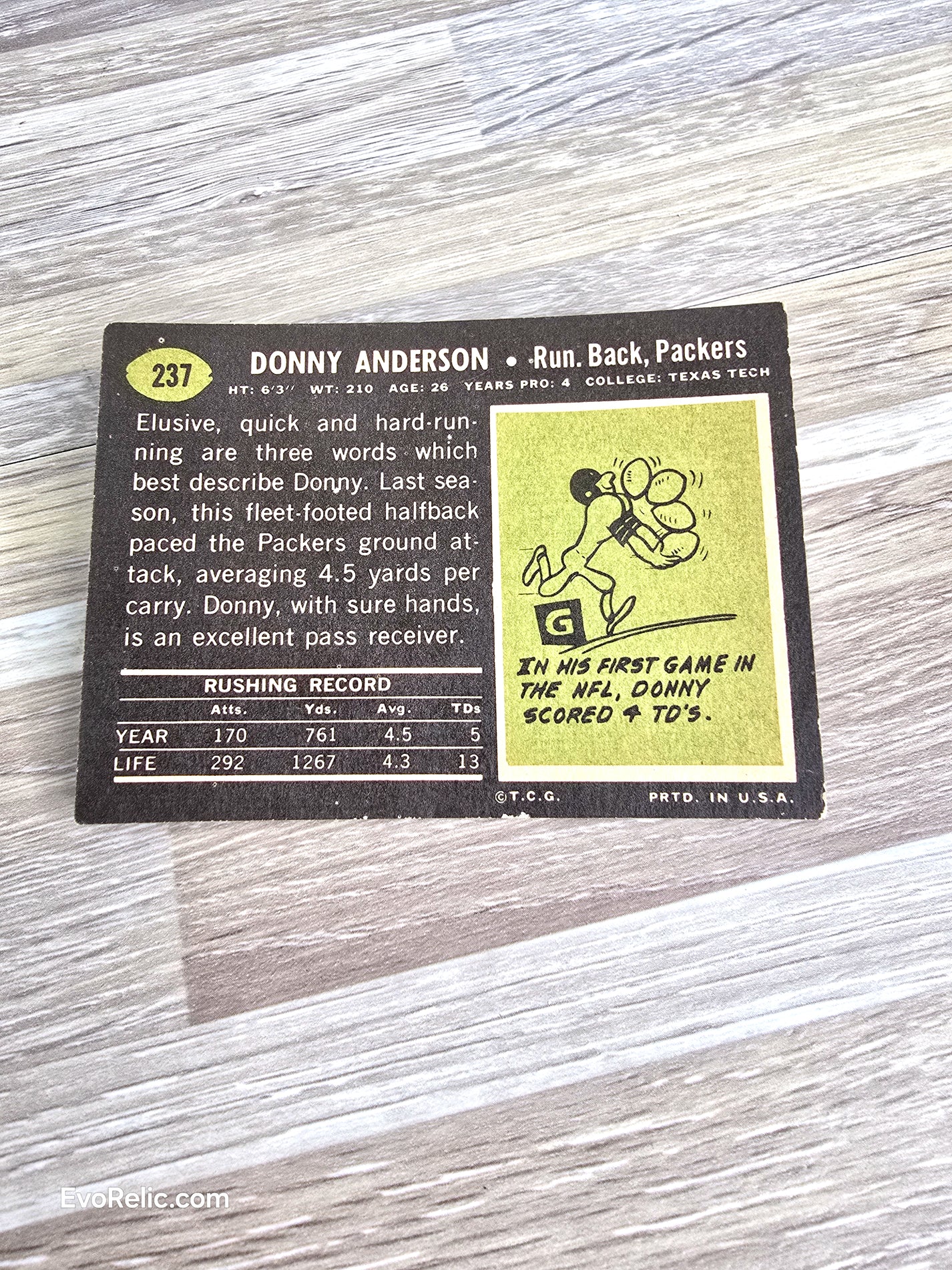 Topps Football Card 1969 Donny Anderson Packers No 237