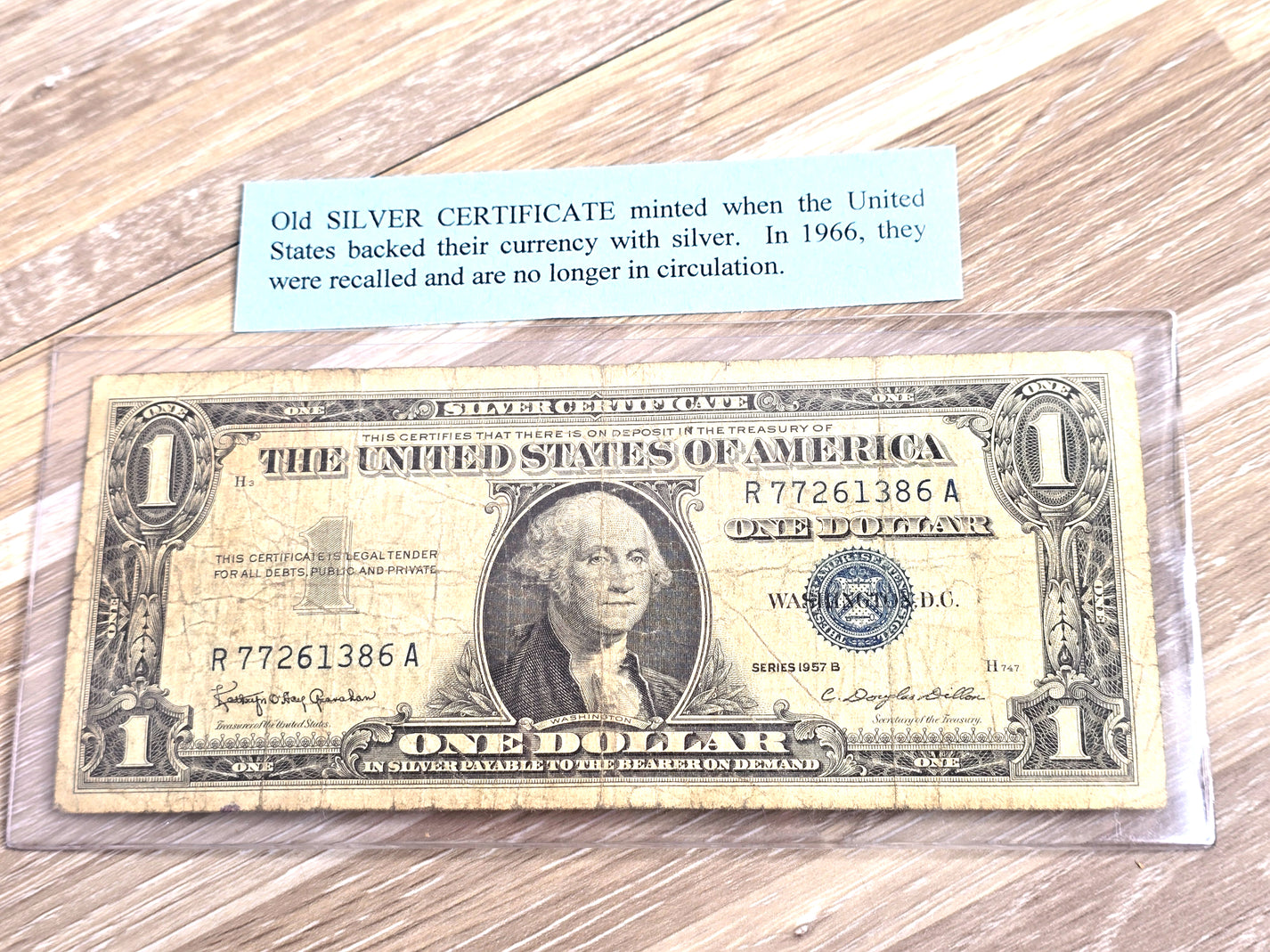 1957 Silver Certificate Rare Dollar Bill Blue Seal Old US Bill $1 Money Series B