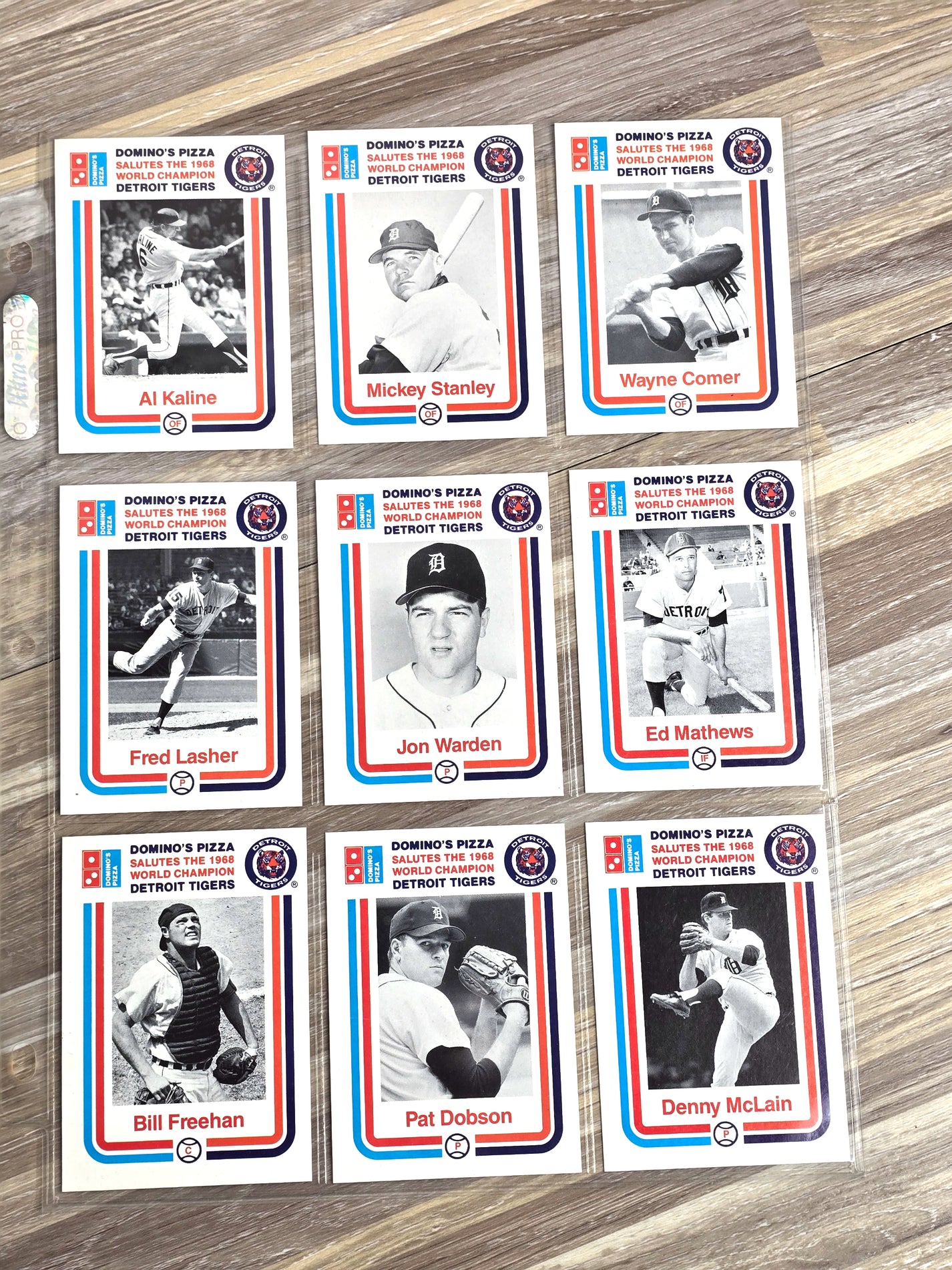 Vintage Domino's Pizza Detroit Tigers 9 Baseball Card Set