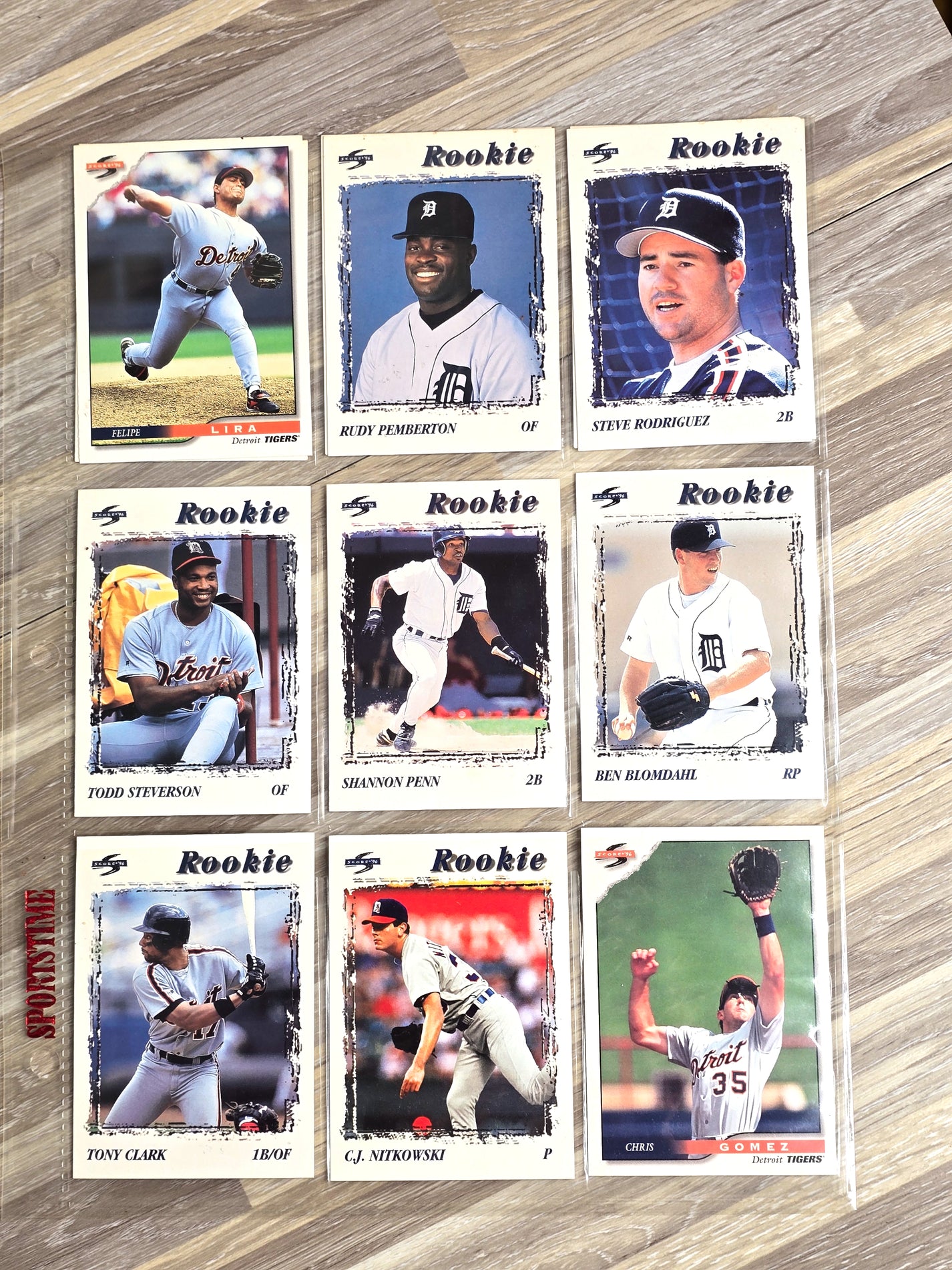 1996 Score Detroit Tigers 9-Card Lot – Tony Clark C.J. Nitkowski Rookie Cards