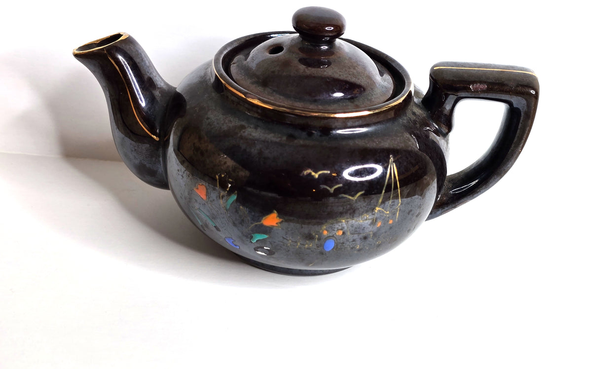 Vintage Japanese Tea Pot Hand Painted Ceramic