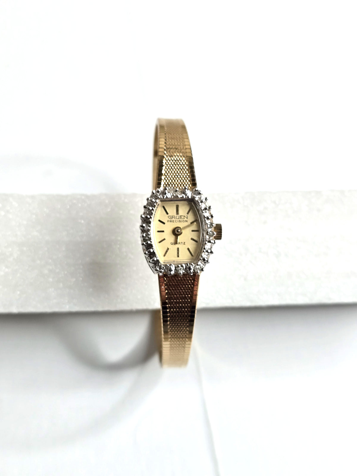 Vintage Gruen Precision Watch Gold Tone Stainless Steel Base