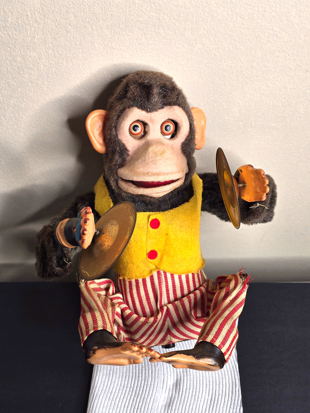 1960s Musical Jolly Chimp Battery-Operated Cymbal Banging Monkey Toy Made in Japan
