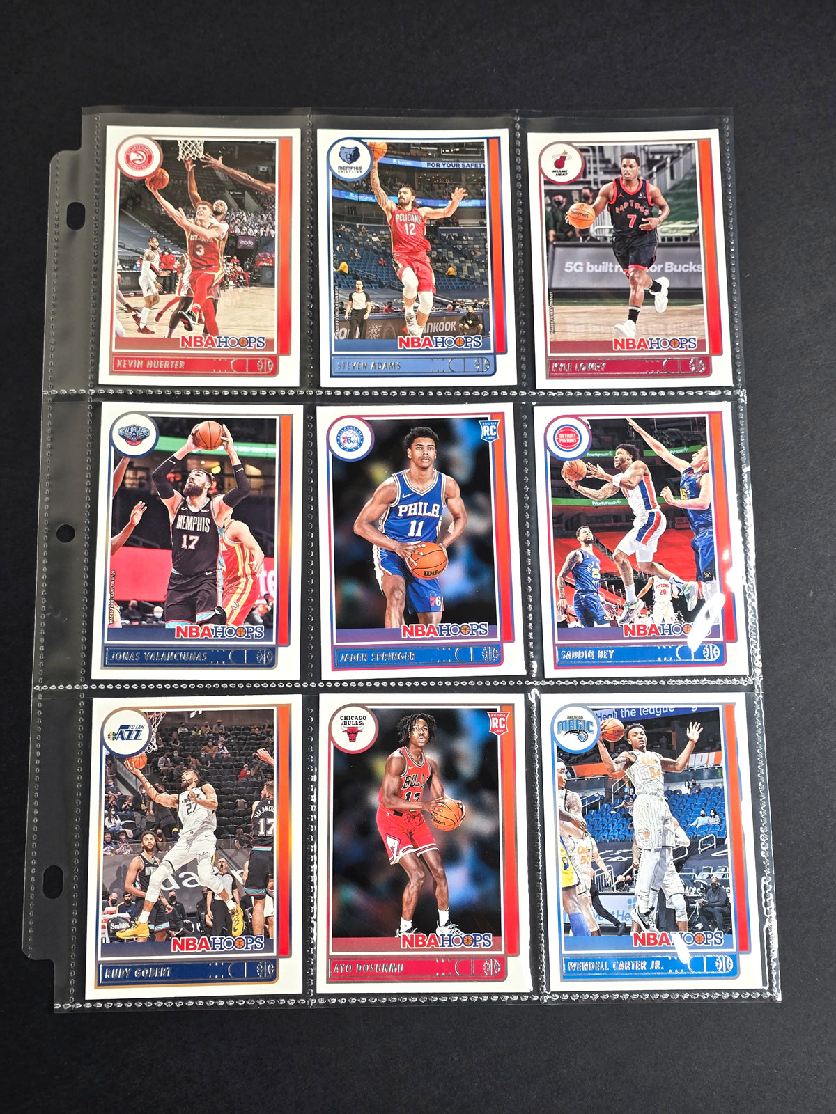 2021-22 Panini NBA Hoops Basketball 9-Card Bundle Sale Ayo Dosunmu RC #240, Jaden Springer RC #239, Rudy Gobert, Kyle Lowry