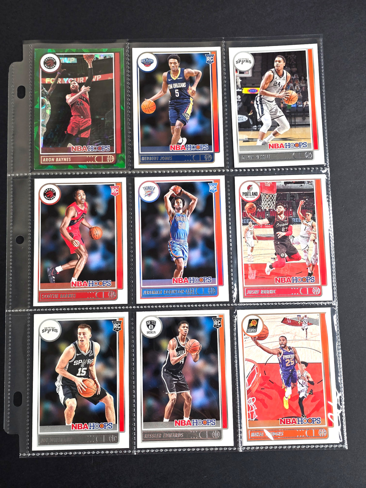 2021-22 Panini NBA Hoops Basketball Card 9-Card Bundle Sale – Scottie Barnes RC #227, Herbert Jones RC, Green Prizm Parallels