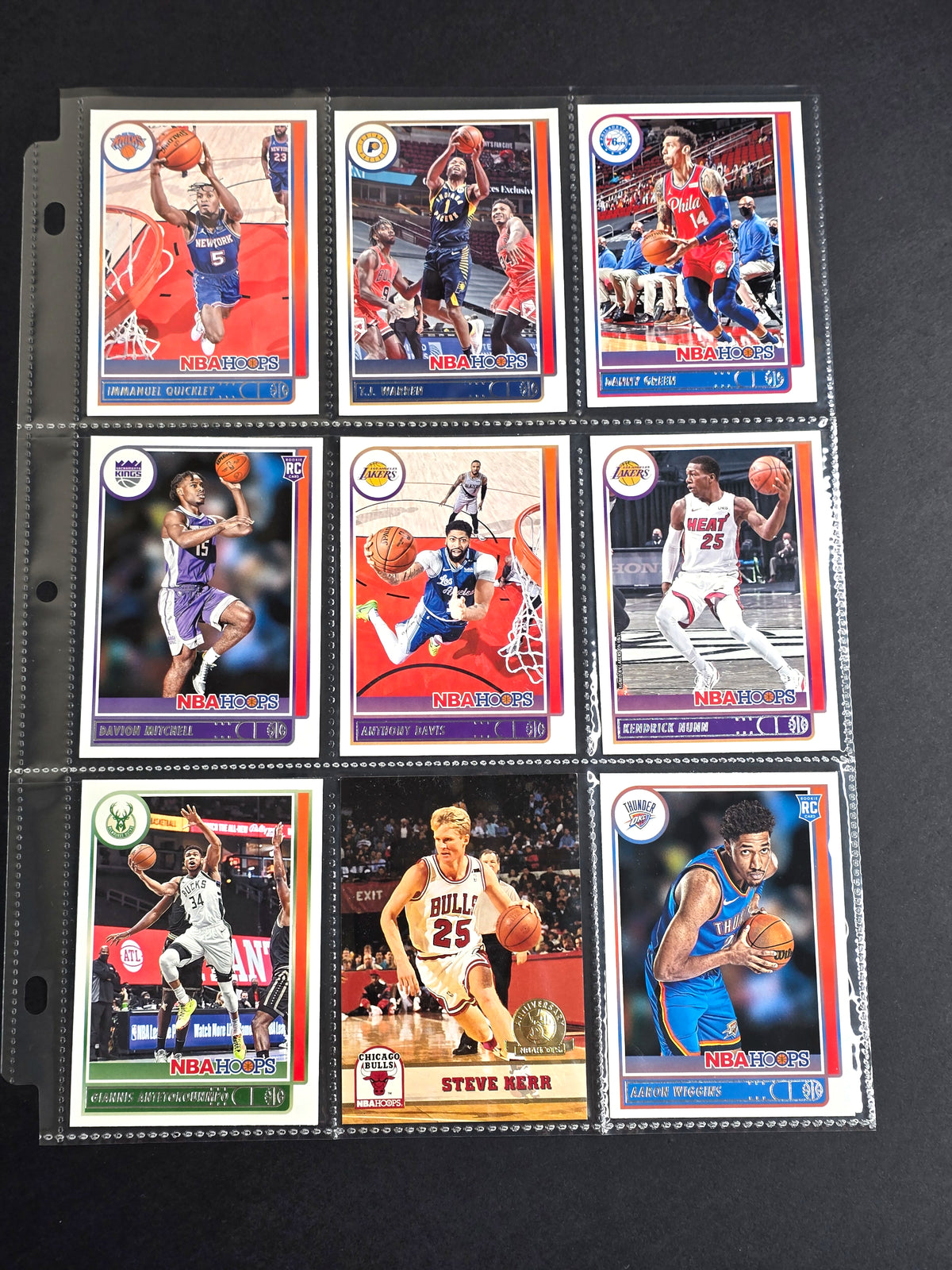 NBA Basketball 9-Card Bundle Sale – 2021-22 Panini Hoops Giannis, Anthony Davis, Mitchell &amp; Wiggins RC + 1994 SkyBox Steve Kerr