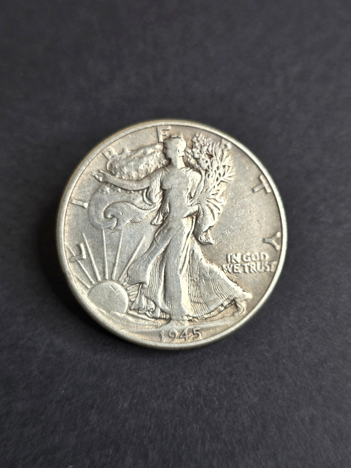 1945 Walking Liberty Half Dollar 90% Silver US Mint Coin VF Condition