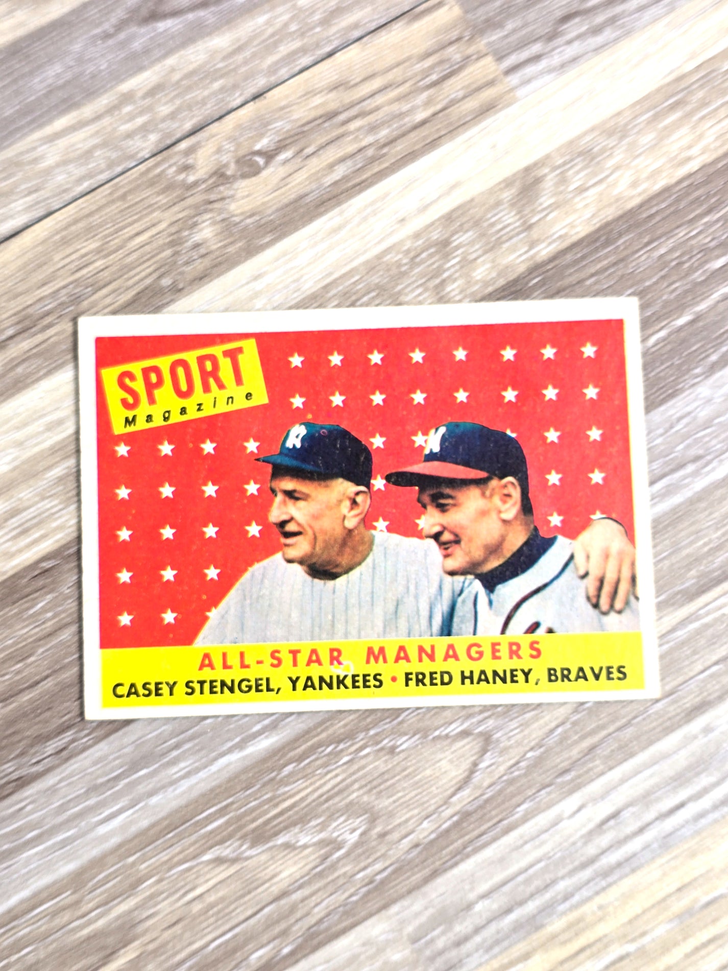 1958 Topps Baseball Card All-Star Managers Stengel Haney #475