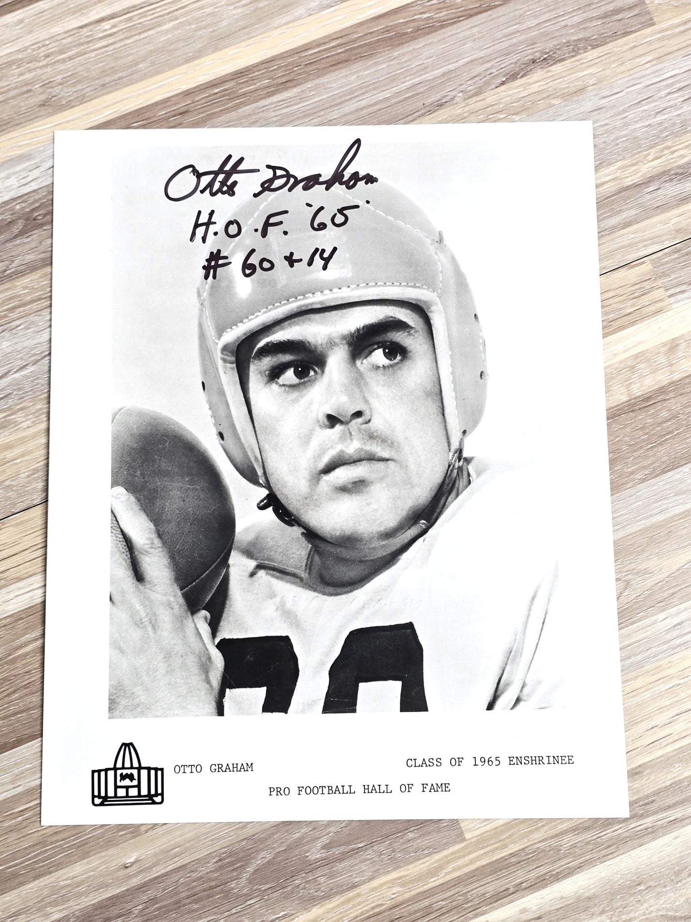 1965 NFL Hall of Fame Hand Signed Otto Graham 8x10 Photo